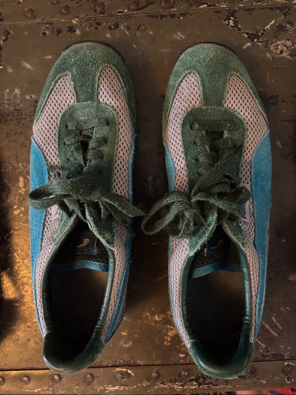Puma Green Teal Gray Mesh Athletic Sneakers